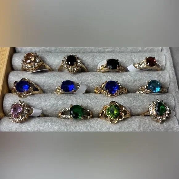 February Birthstone Fashion Colorful Rhinestone Boutique Ring Gold Plates Size 8 - Picture 4 of 4